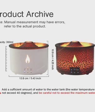 Vulkaanas Aroma Diffuser met Vlam & Kwallen Rookeffect - Luchtbevochtiger & Aromatherapie