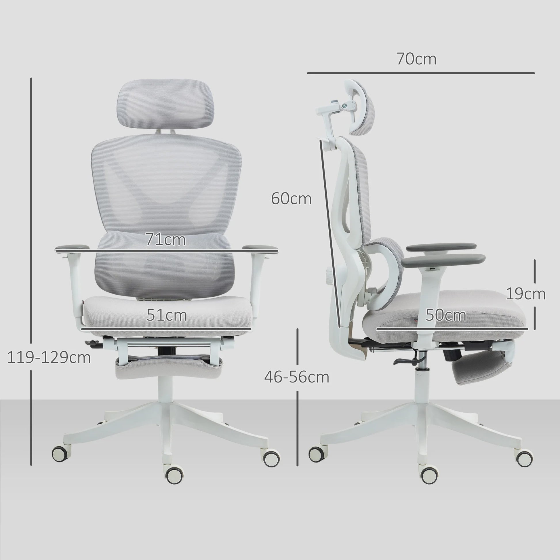 Ergonomische Bureaustoel met Hoofdsteun, Verstelbaar en Kantelbaar - Zwart