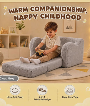 Comfortabele Kinderbank 2-in-1: Uitklapbare Speelstoel met Zachte Sherpa Coating