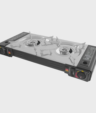 2-in-1 Camping Gasfornuis met Grillplaat - Compact & Draagbaar