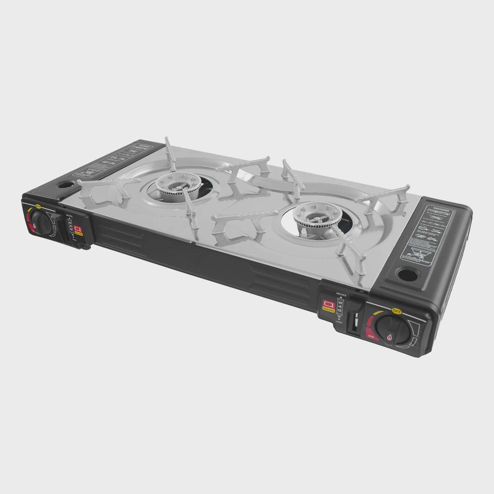 2-in-1 Camping Gasfornuis met Grillplaat - Compact & Draagbaar