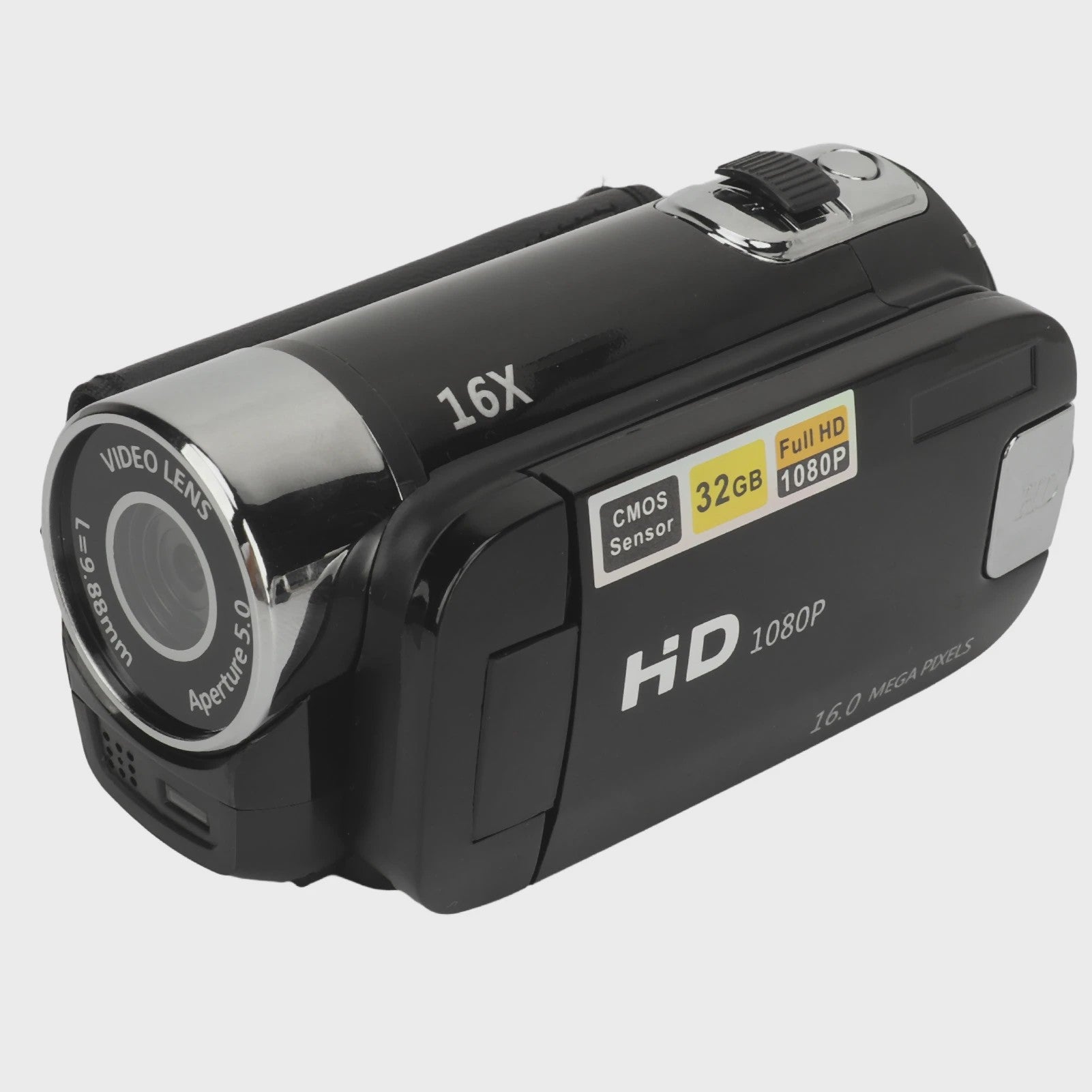 HD Digitale Camera 1080P Camcorder met 16MP, 16x Zoom, Draaibaar Scherm & Vullicht