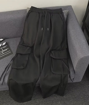 Oversized Cargo Jogger Broek Dames - Vintage Stijl Hoge Taille Zwart