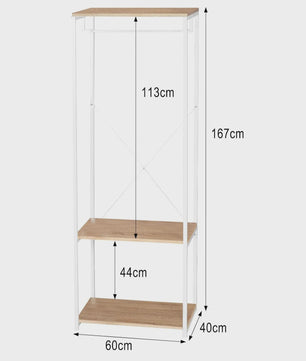 WOLTU Kledingrek met Schoenopslag - Robuust Hangerrek met 2 Opbergplanken