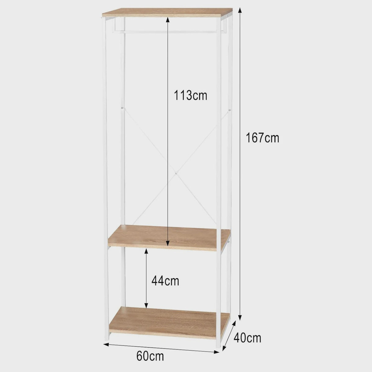 WOLTU Kledingrek met Schoenopslag - Robuust Hangerrek met 2 Opbergplanken