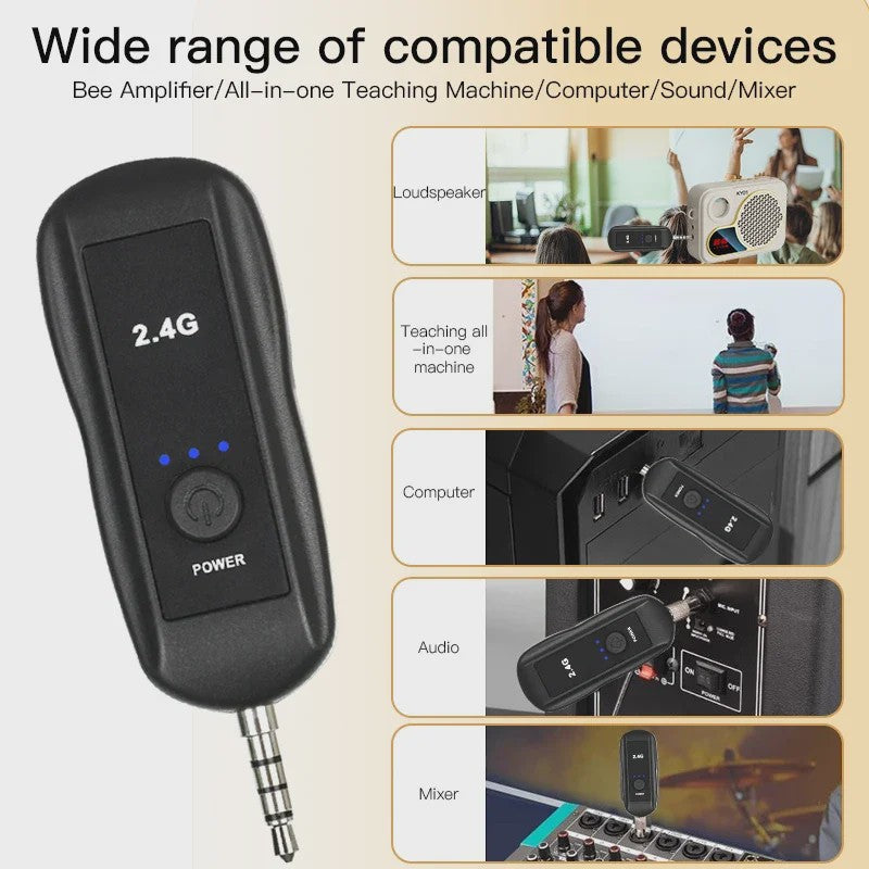 Draadloze Hoofdtelefoon Microfoon Set 2.4G - Draagbaar & Flexibel voor Sprekers, Docenten & Gidsen