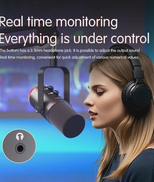 Professionele USB/XLR Microfoon met Touch Mute, RGB Verlichting & Koptelefoonaansluiting - Ideaal voor Gaming, Streaming & PC