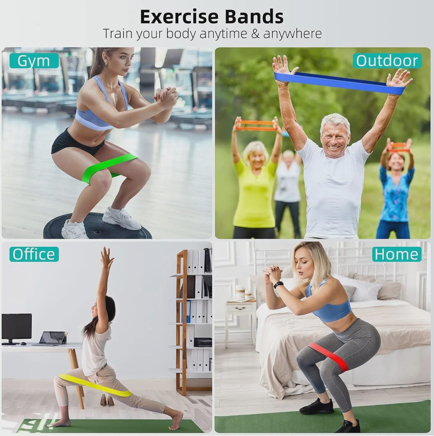 Set Weerstandsbanden Fitness - 5 Stuks TPE Elastische Loop Bands voor Krachttraining, Yoga & Gym