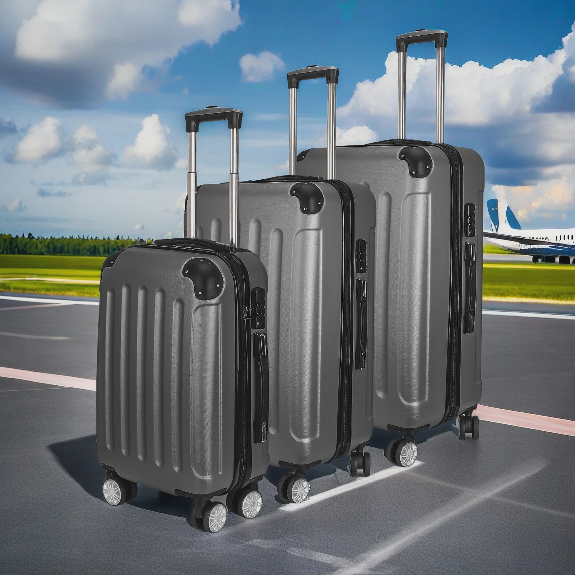 3-delige Hardcase Koffer Set: Lichtgewicht ABS Trolley met TSA Slot en Spinner Wielen