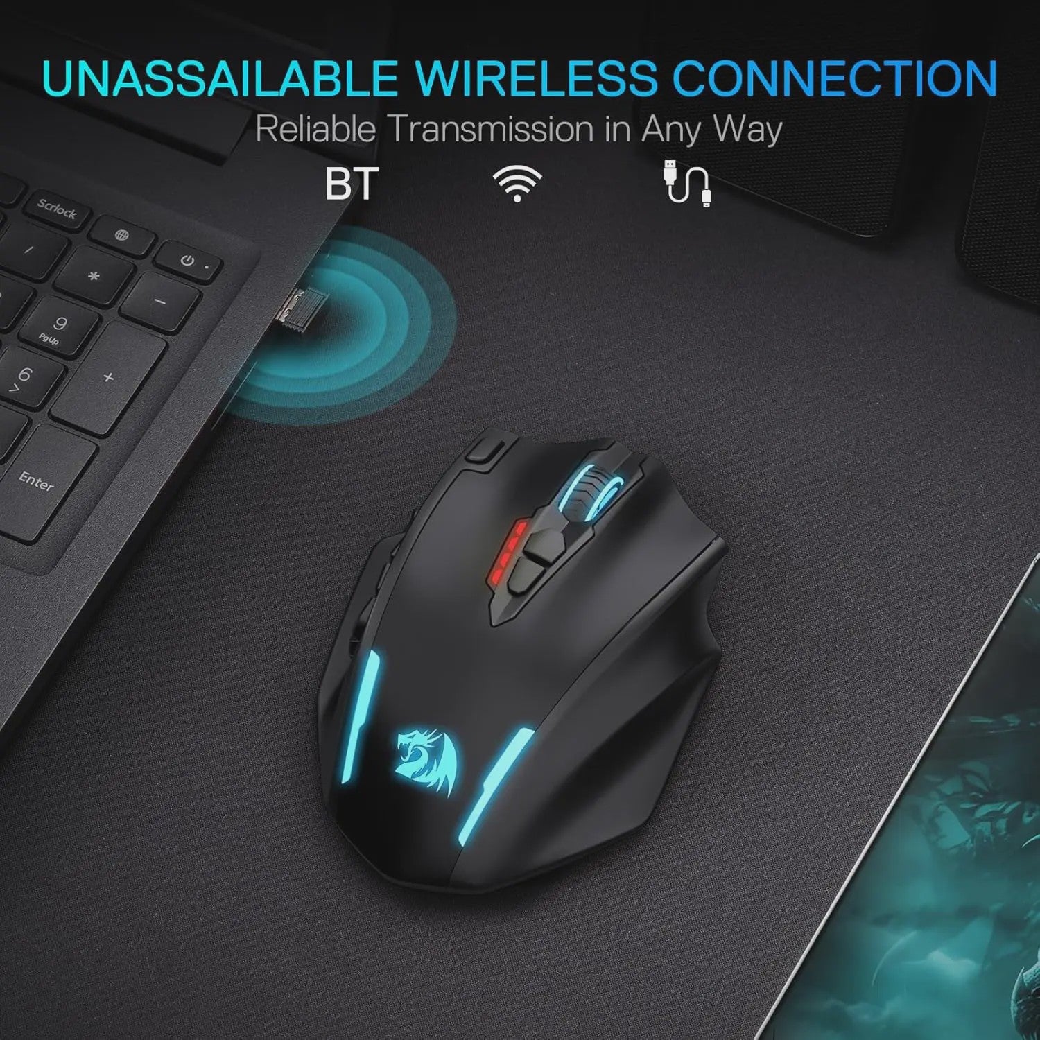 Redragon M913 MAX MMO Gaming Muis - Draadloos, 26000 DPI, 16 Programmeerbare Knoppen