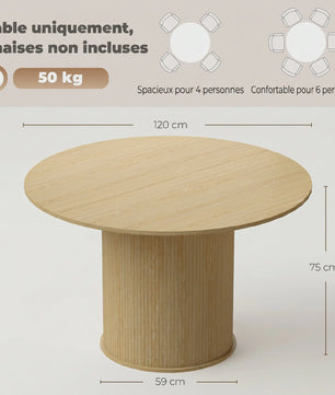 Ronde Eettafel voor 4-6 Personen, Ø 120 cm, Natuurlijk Hout Design