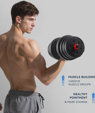 30KG Verstelbare Dumbbell & Barbell Set - Complete Home Gym Krachttraining Kit