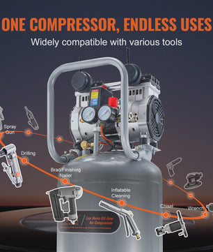 Krachtige 13 Gallon Olievrije Aircompressor 2HP - Draagbaar voor Werkplaats & Doe-het-zelf