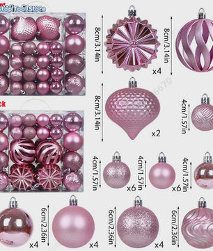 48x Kerstballen Set 4/6/8cm - Diverse Vormen & Afwerkingen - Decoratie Hangertjes