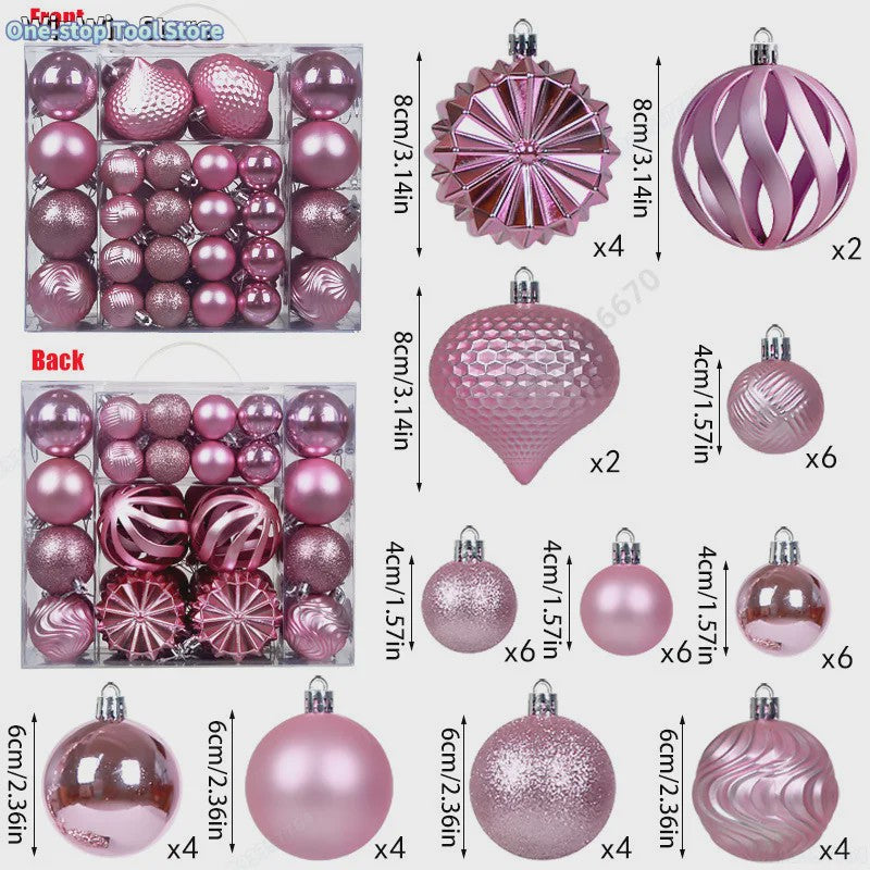 48x Kerstballen Set 4/6/8cm - Diverse Vormen & Afwerkingen - Decoratie Hangertjes