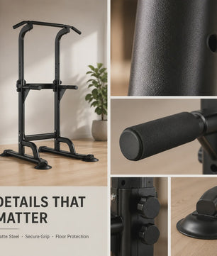 Power Tower Pull Up & Dip Station: 6-in-1 Home Gym voor Krachttraining, Verstelbaar (165-210cm), 350LB Capaciteit
