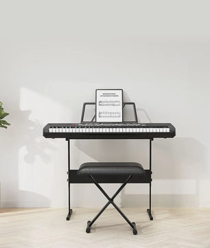 61-Toetsen Beginners Digitale Piano Keyboard Set met Microfoon, Koptelefoon, Standaard en Kruk