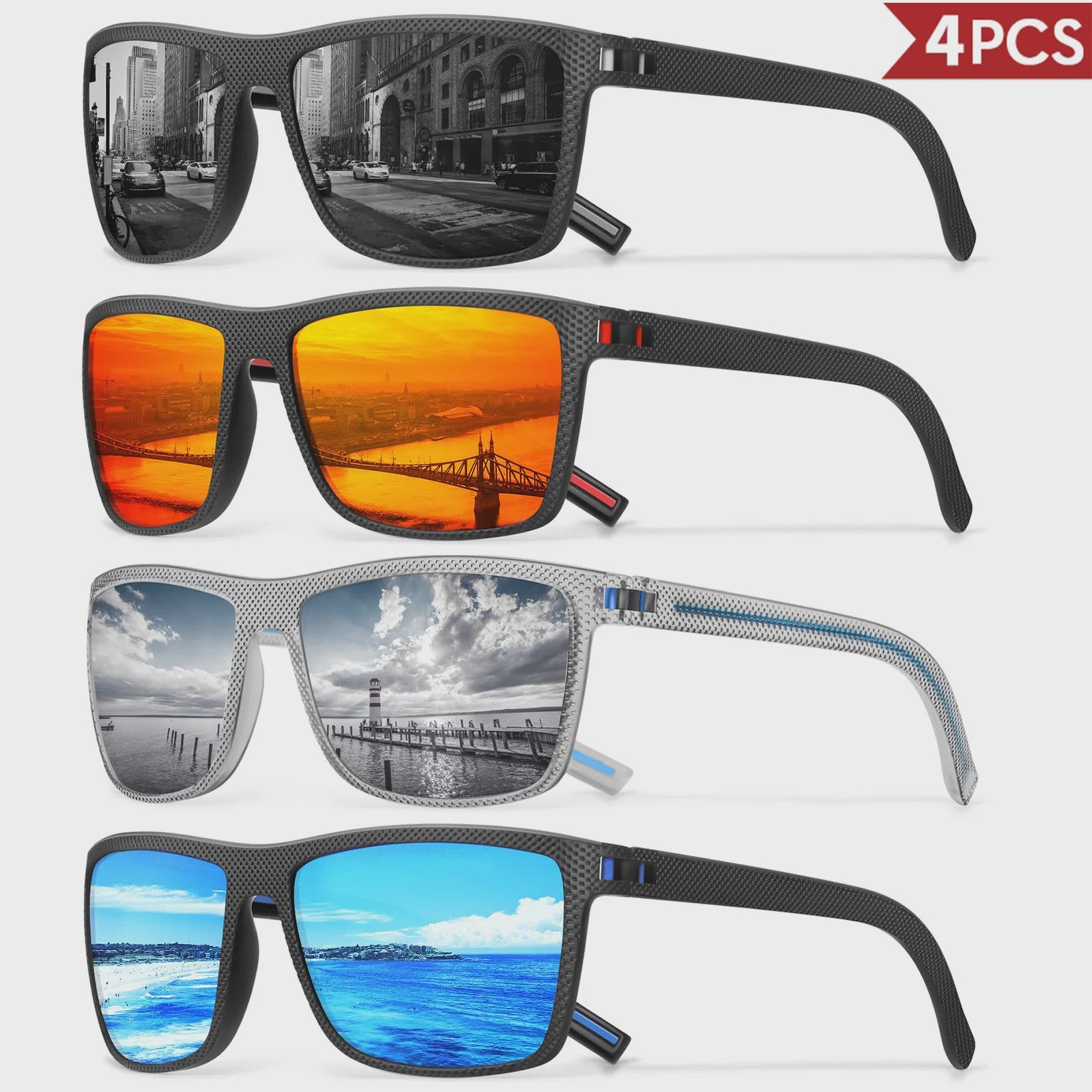 Designer Polarized Zonnebrillen Set voor Heren & Dames | UV400 Bescherming | Ideaal voor Buitenactiviteiten