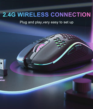 Draadloze RGB Honeycomb Muis - Lichtgewicht, Oplaadbaar & Instelbare DPI