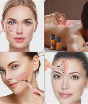 Roze Jade Roller & Gua Sha Set - Gezichtsmassage voor Rimpels en Wallen