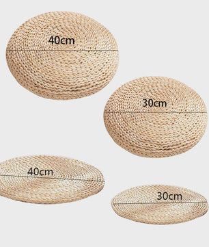 Ronde Tatami Meditatiekussen van Maïsschillen en Stro - Japans Design (30/40cm)