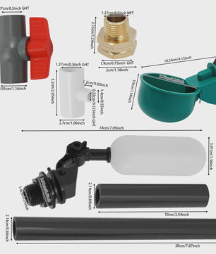 Automatische Drinkbak Set voor Kippen, Vogels, Kwartels & Duiven - PVC & RVS