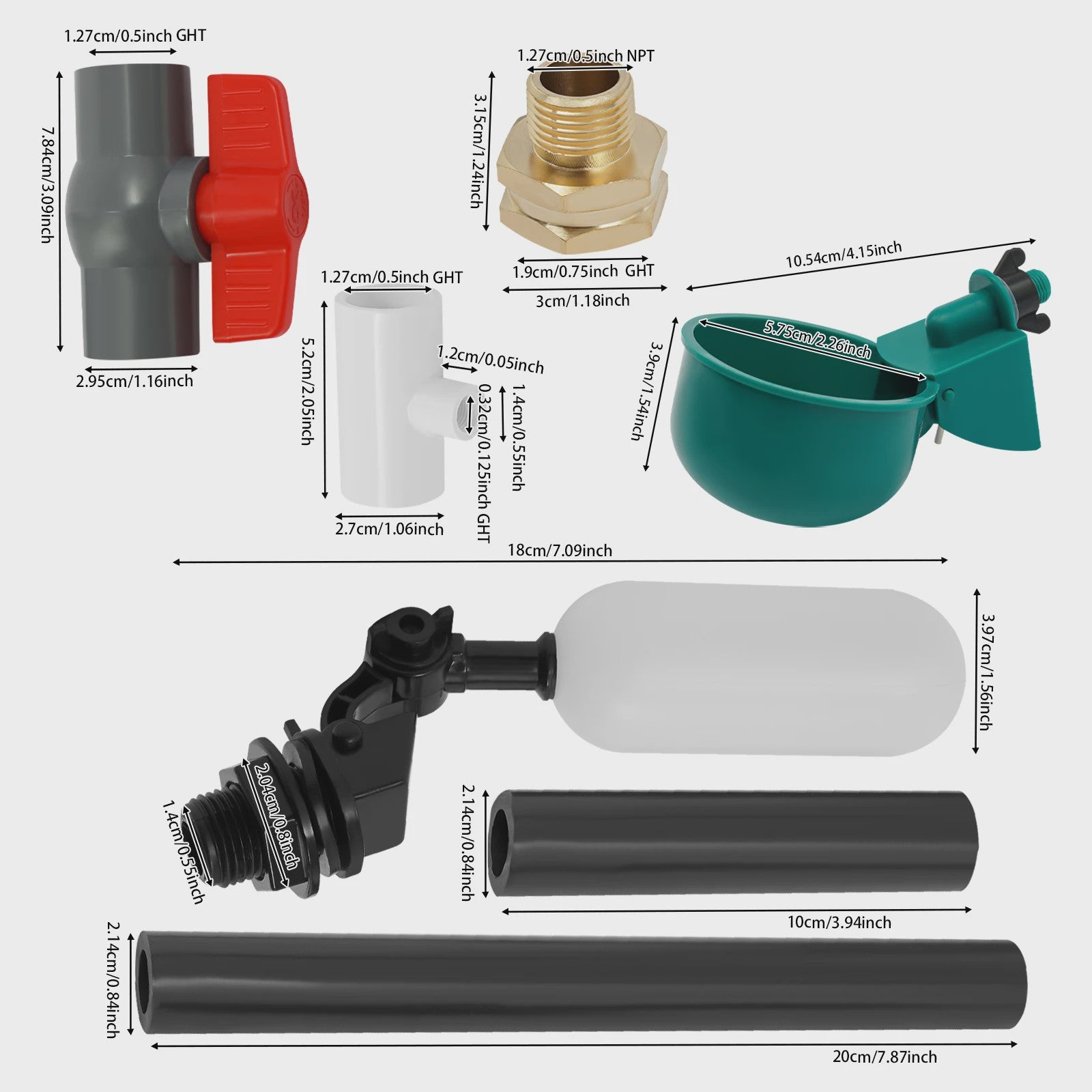 Automatische Drinkbak Set voor Kippen, Vogels, Kwartels & Duiven - PVC & RVS