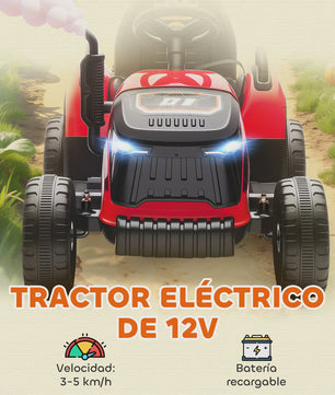 Elektrische Kinder Tractor met Afneembare Aanhanger - 12V Accu, 3-5 Km/U, Afstandsbediening