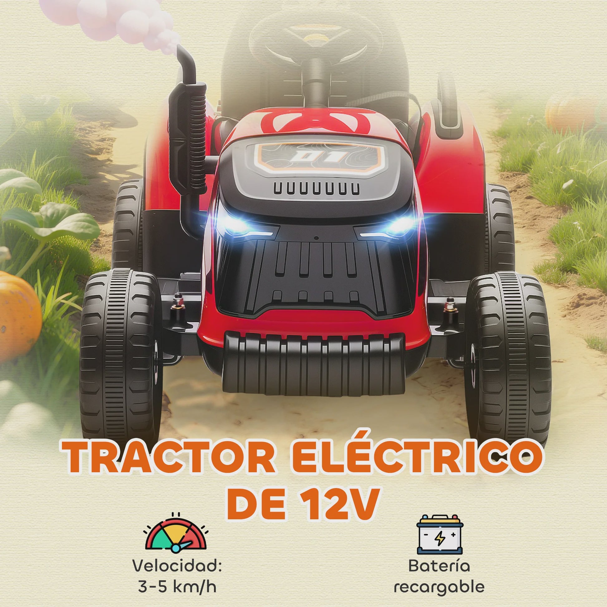 Elektrische Kinder Tractor met Afneembare Aanhanger - 12V Accu, 3-5 Km/U, Afstandsbediening