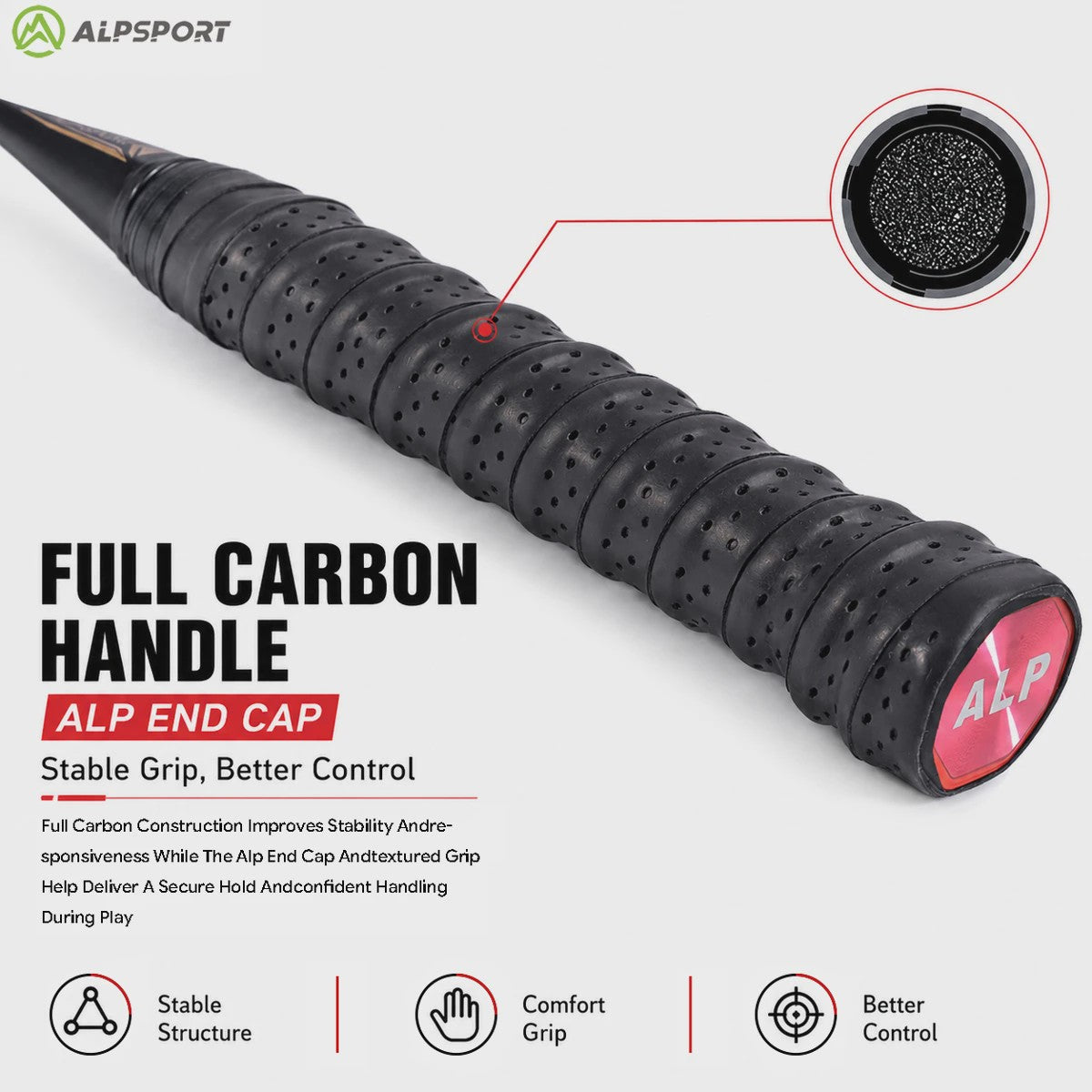 ALPSPORT RR Carbon Fiber Badminton Racket Set (2 stuks) - Offensief, 26LBS, Inclusief Tas & Shuttlecock - Ideaal voor Tieners