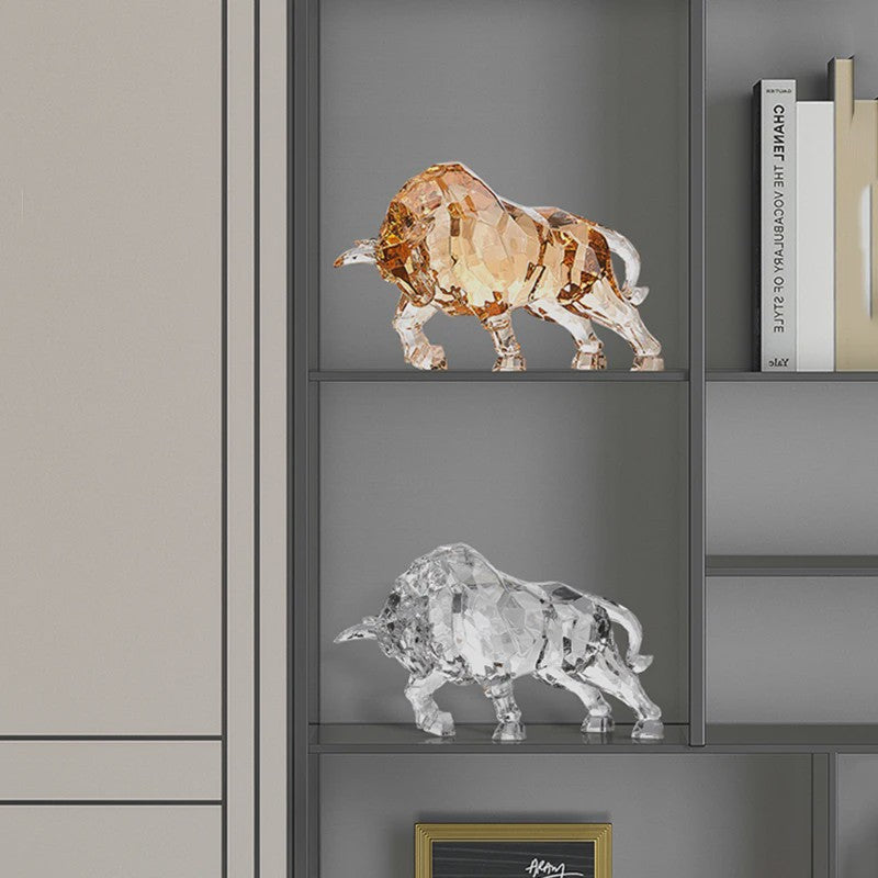 Kristallen Stier Beeldje - Luxe Acryl Ox Sculptuur voor Woonkamer & Kantoor Decoratie