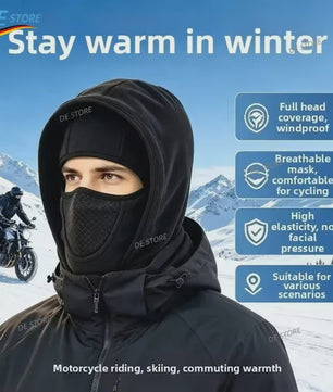 Multifunctionele Winter Balaclava met Capuchon: Fleece Nekwarmer & Winddicht Gezichtsmasker voor Buitenactiviteiten