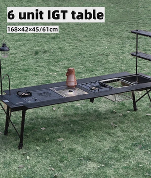 Tryhomy Outdoor Camping IGT Tafel - 6 Unit Aluminium Opvouwbaar BBQ & Picnic Bureau