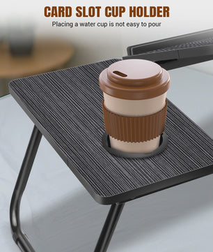 Opvouwbare Laptoptafel met 5 Hoogtestanden, Bekerhouder & Verstelbaar Bureau - Ideaal voor Bed, Bank of Balkon