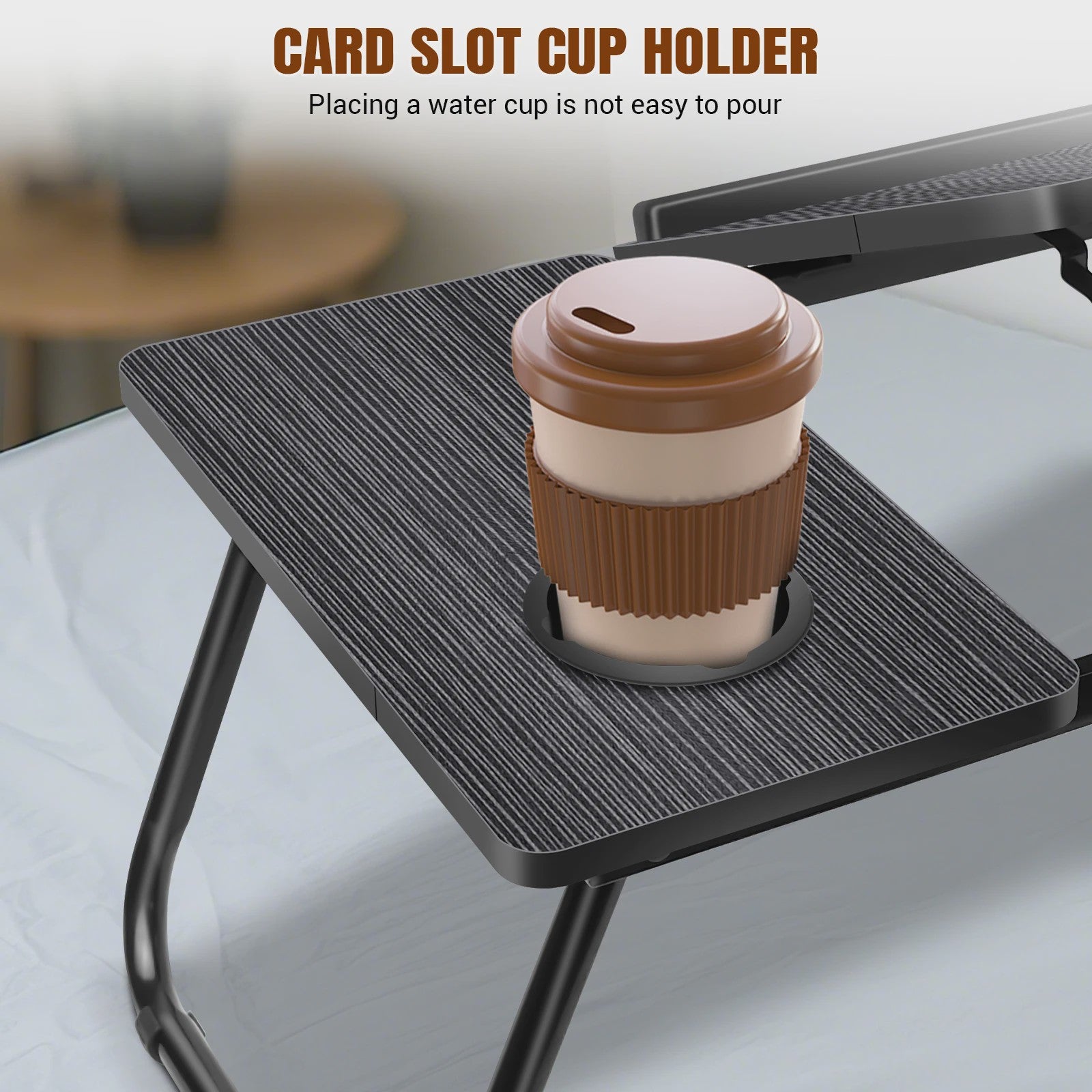 Opvouwbare Laptoptafel met 5 Hoogtestanden, Bekerhouder & Verstelbaar Bureau - Ideaal voor Bed, Bank of Balkon