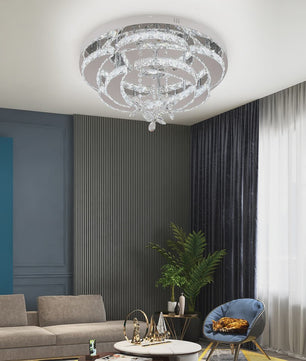 Luxe Kristallen Plafondlamp - Modern LED Verlichting met Dimbare Helderheid en Kleurtemperatuur voor Woonkamer en Eetkamer