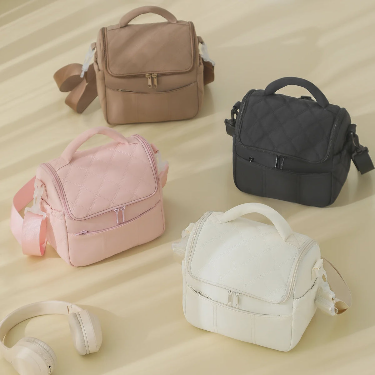 Stijlvolle Nylon Lunchtas - Draagbare Geïsoleerde Lunchbox voor Dames | Houd uw Maaltijd Vers