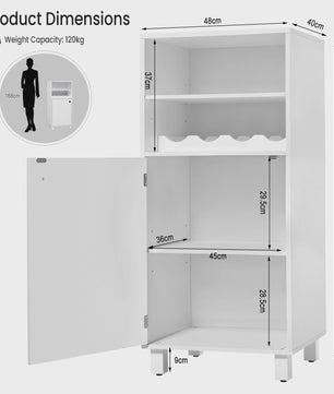 Witte Keukenkast met Wijnrek en Verstelbare Planken - 48x108x40cm