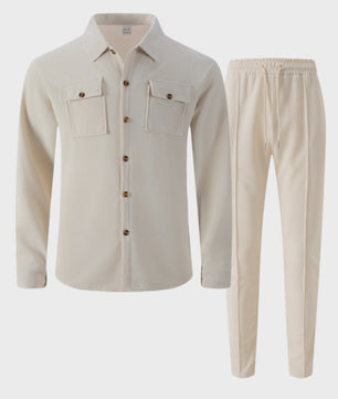 Heren Wafelruit Set: Stijlvol Casual & Zakelijk Jack met Lange Broek