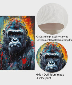 Abstracte Dieren Canvas Poster: Leeuw, Tijger, Aap, Uil - Muurdecoratie Woonkamer