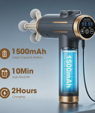 Elektrische Fascia Gun: 24W, 99 standen, 11 opzetstukken voor diepe spierontspanning