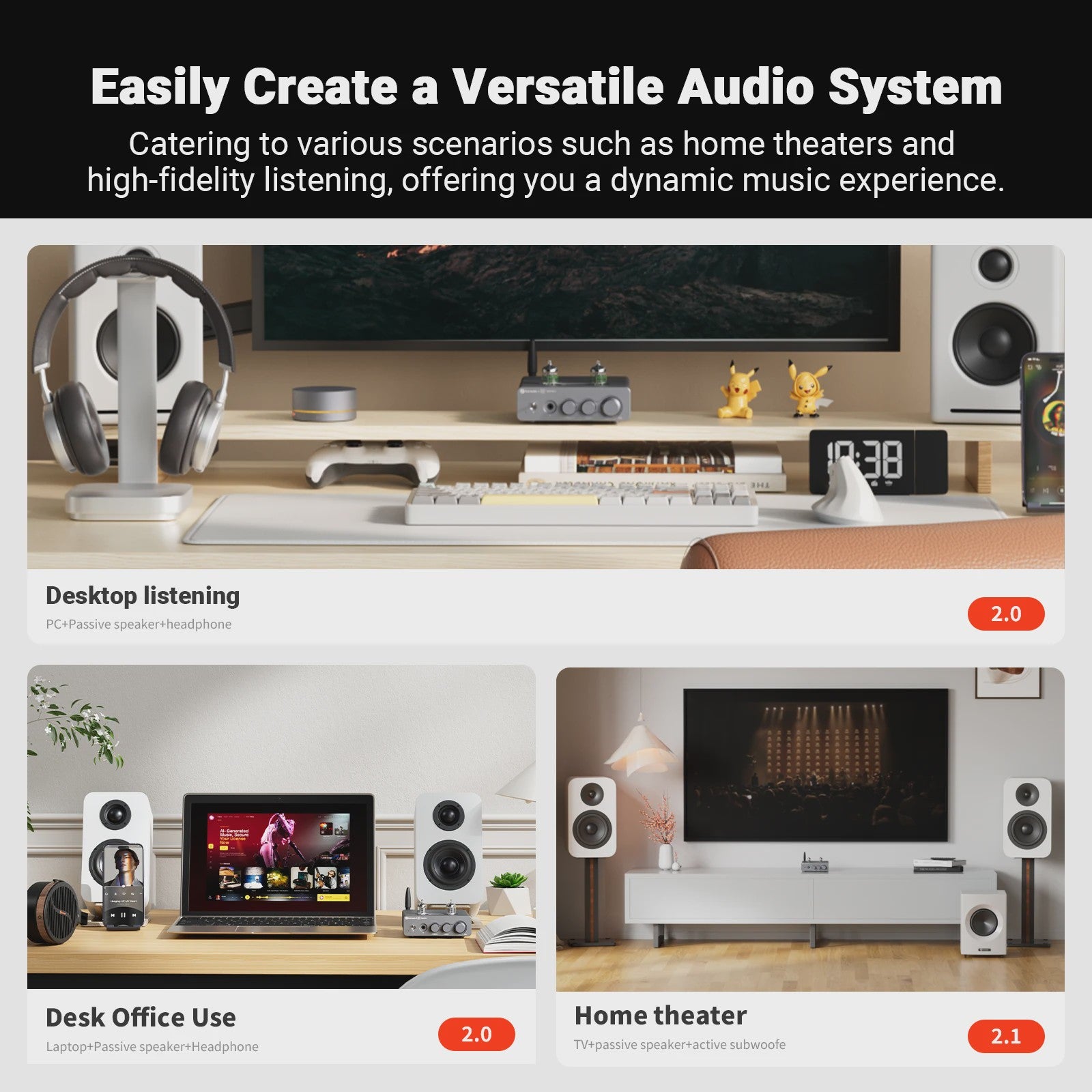 Fosi Audio T20X MKII: 300W Bluetooth Vacuum Tube Versterker met TPA3255 Chip