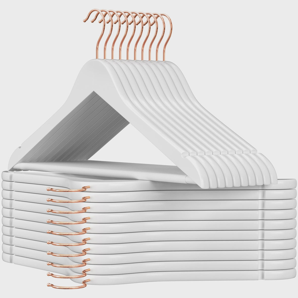 Set van 20 Houten Kledinghangers met Antislip, 360° Draaibare Haak en Inkepingen