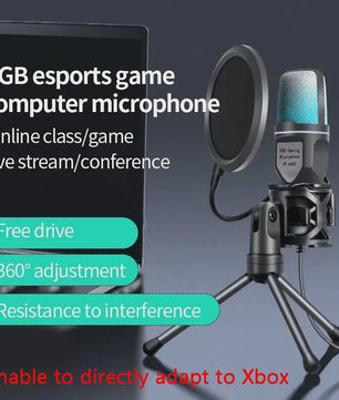 RGB Condensator Microfoon USB voor Gaming, Streaming & Podcast - Plug & Play