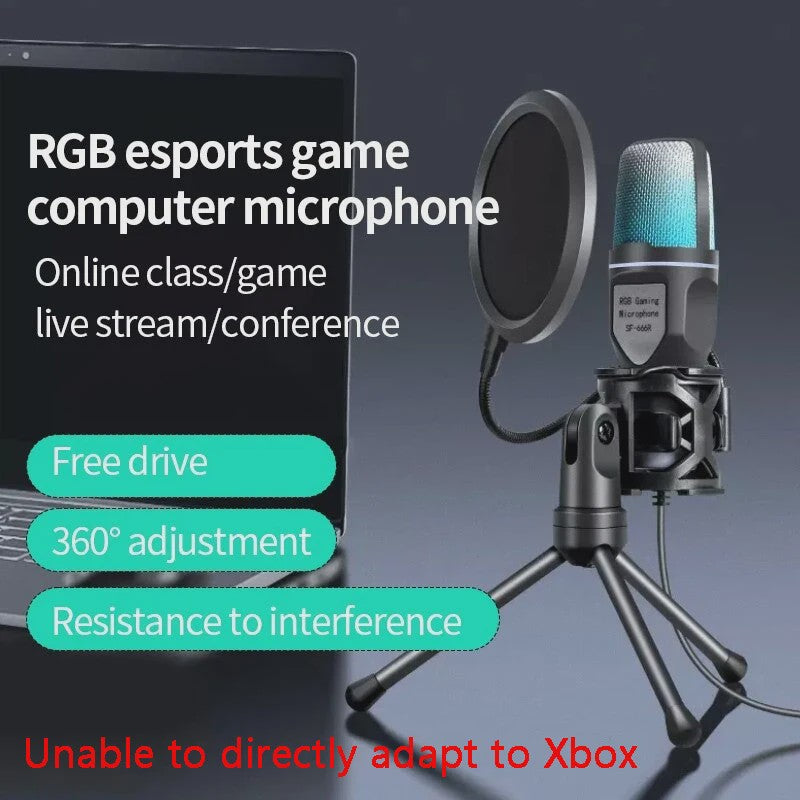 RGB Condensator Microfoon USB voor Gaming, Streaming & Podcast - Plug & Play