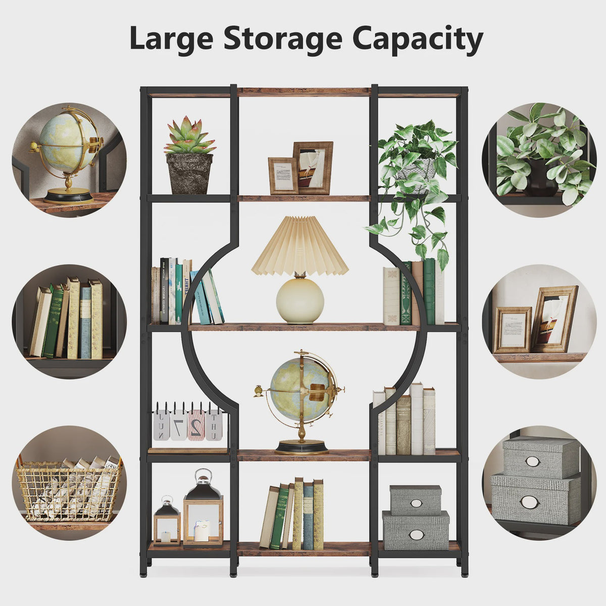 Industriële Boekenkast 180 cm - Vintage Open Wandrek met 12 Vakken