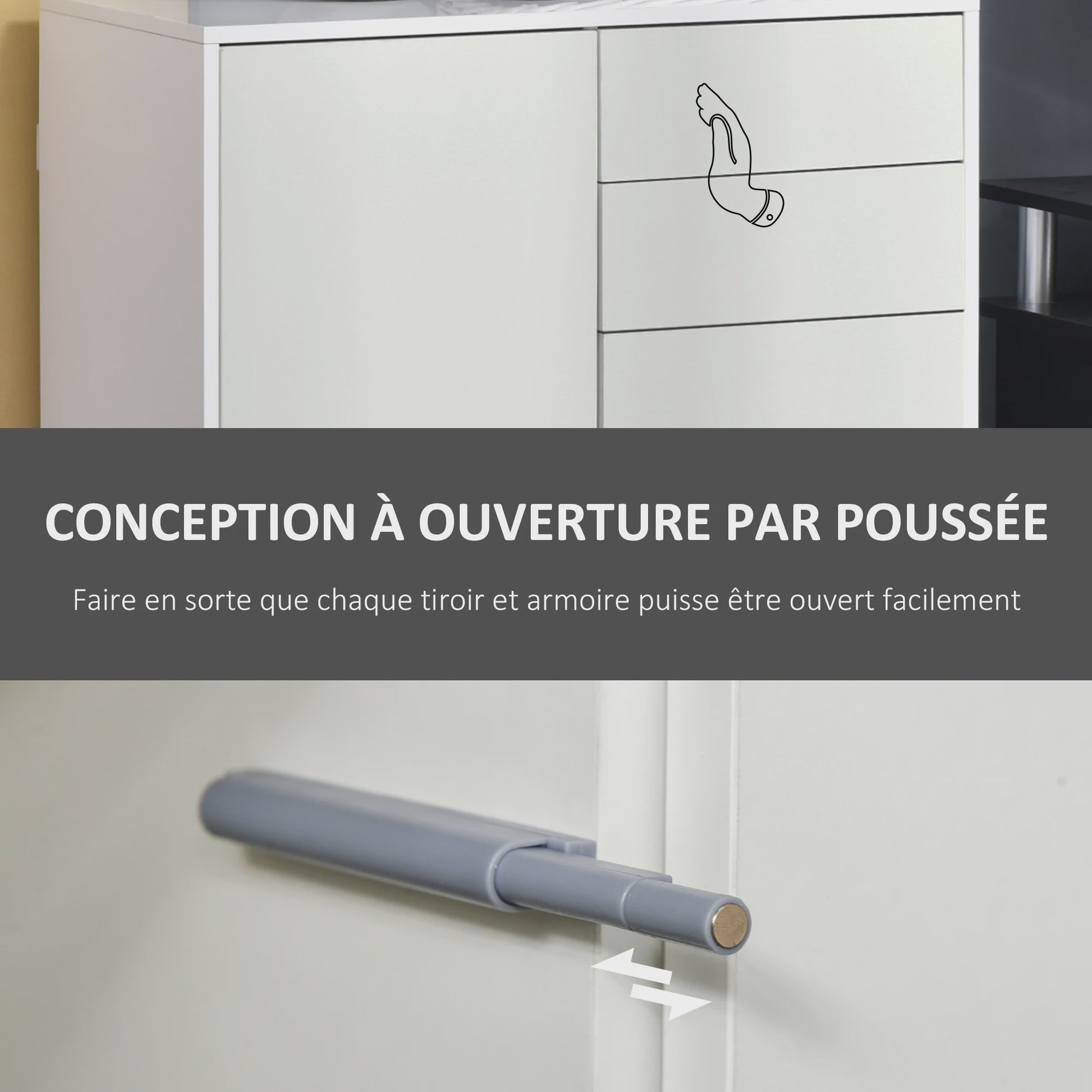 Stijlvolle Witte Buffetkast met 2 Deuren en 2 Lades - Compact en Functioneel