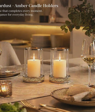 Luxe Glazen Kaarsenhouder met Glitter Bodem - Goud/Zilver - Perfect voor Bruiloft & Decoratie