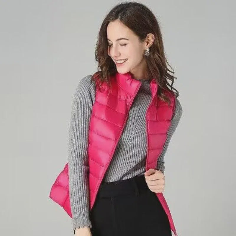 Stijlvolle Dames Bodywarmer - Lichtgewicht & Warm met Witte Eendendons Vulling