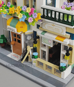 HUIQIBAO Mini Tuin Hotel Bouwset - 997 Stenen voor Stadsstraat Huis Model & Display Speelgoed